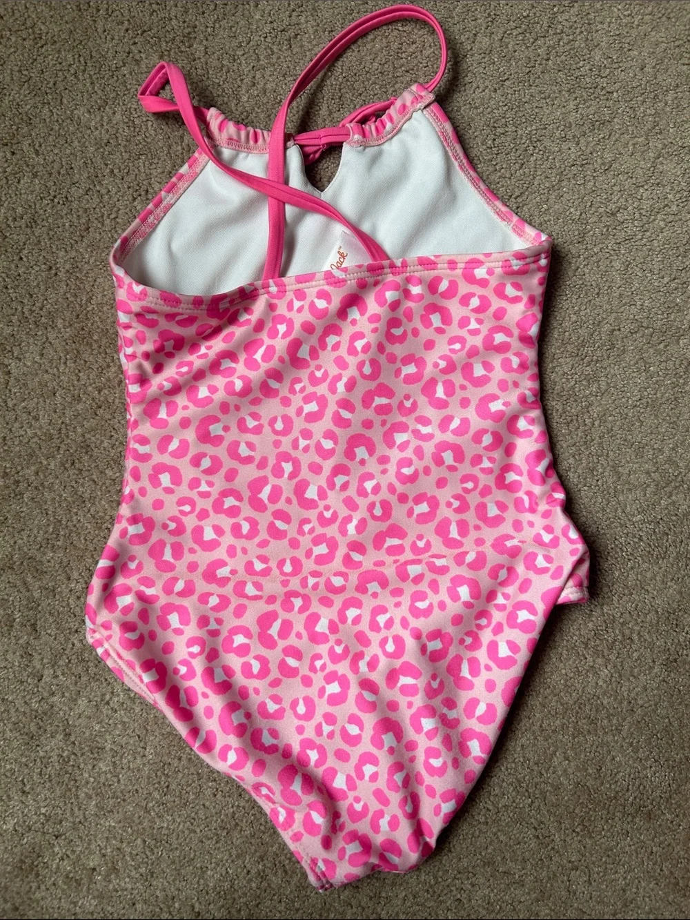 Girls Cat & Jack Leopard One Piece with Crochet Skirt Swim Set